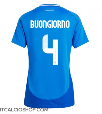 Italia Alessandro Buongiorno #4 Prima Maglia Femmina Europei 2024 Manica Corta